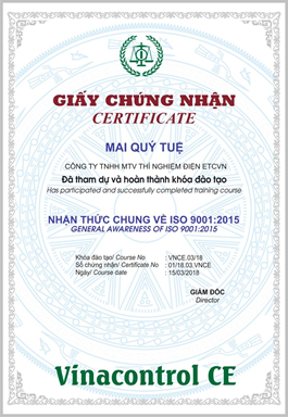 Khóa đào tạo ISO 9001:2015 về Hệ thống quản lý chất lượng