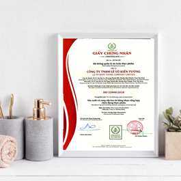 Mẫu giấy chứng nhận ISO 22000:2018 An toàn thực phẩm