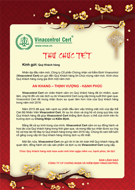 Thư chúc tết và lịch nghỉ tết 2016 của Vinacontrol Cert