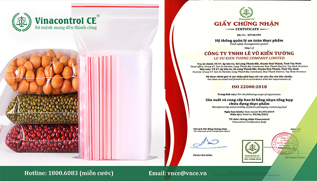 Giấy chứng nhận ISO 22000 do Vinacontrol CE cấp
