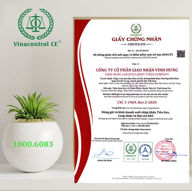 Vinacontrol CE cấp giấy chứng nhận HACCP