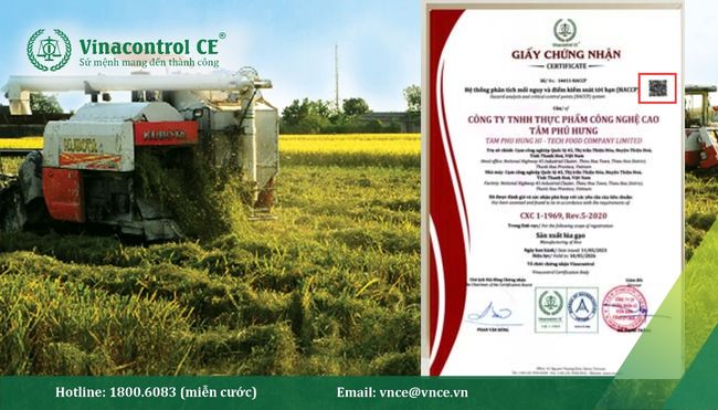 Đối tác, doanh nghiệp có thể quét mã QR trên giấy chứng nhận HACCP để tra cứu nhanh và xác thực thông tin